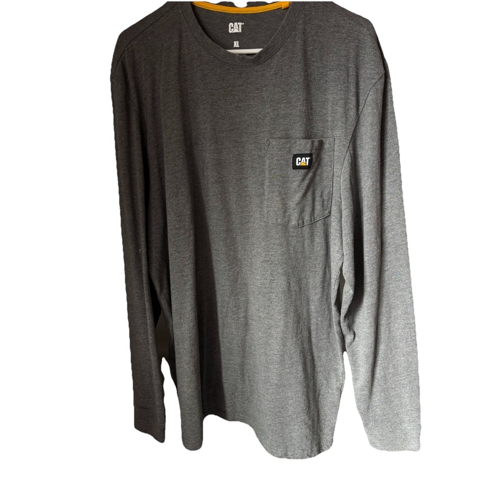 CAT Equipment Mens Extra Large Long Sleeve Tshirt Grey Work Outdoor‎ Camping